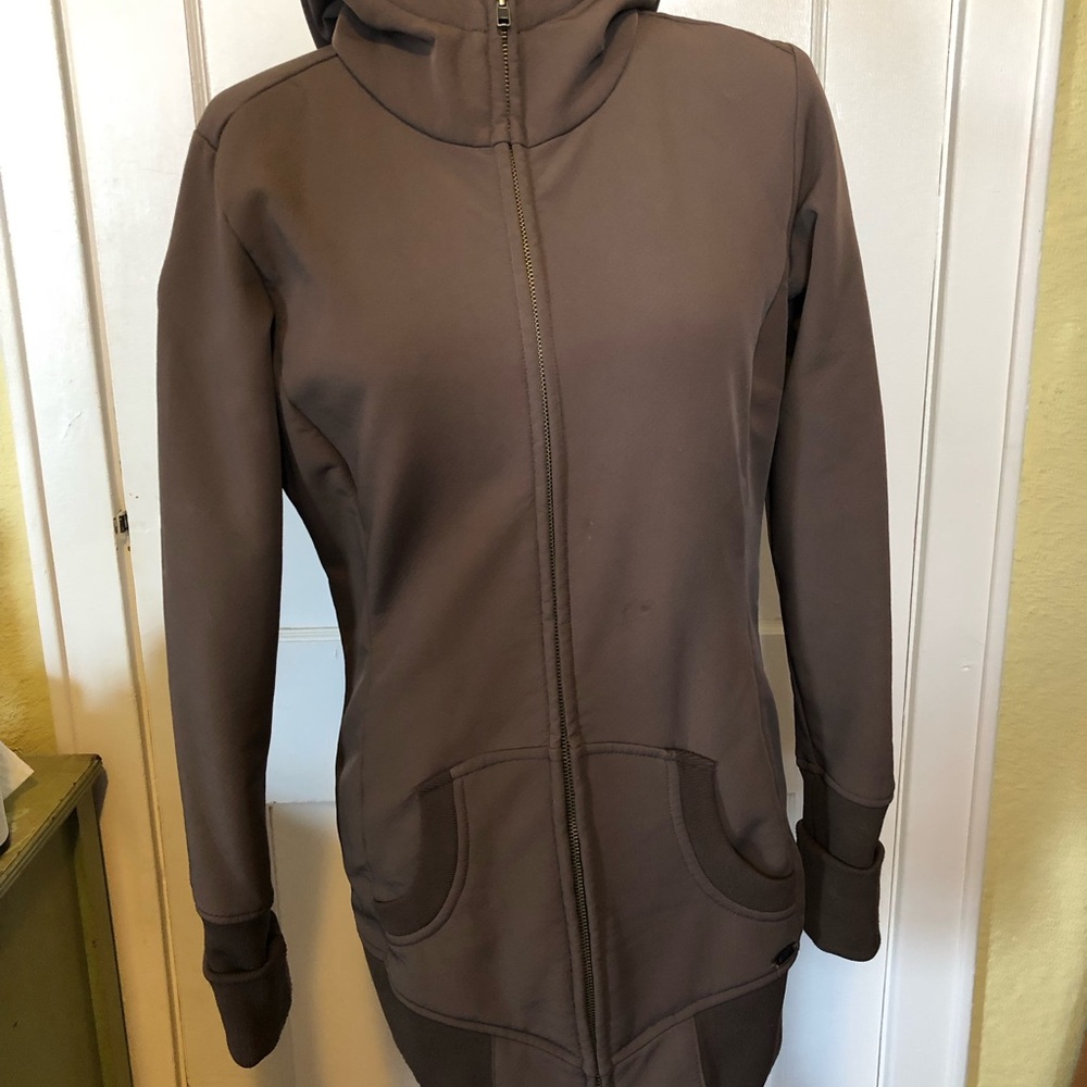Long MEC Brown Hooded Zip-Up Jacket
